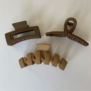 Brown nude neutral matte hair claw clips (hair accessories)
